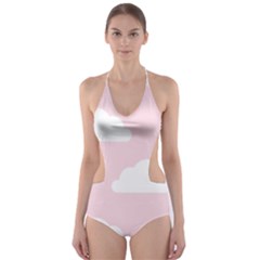 Clouds Pink Pattern   Cut-out One Piece Swimsuit by ConteMonfrey