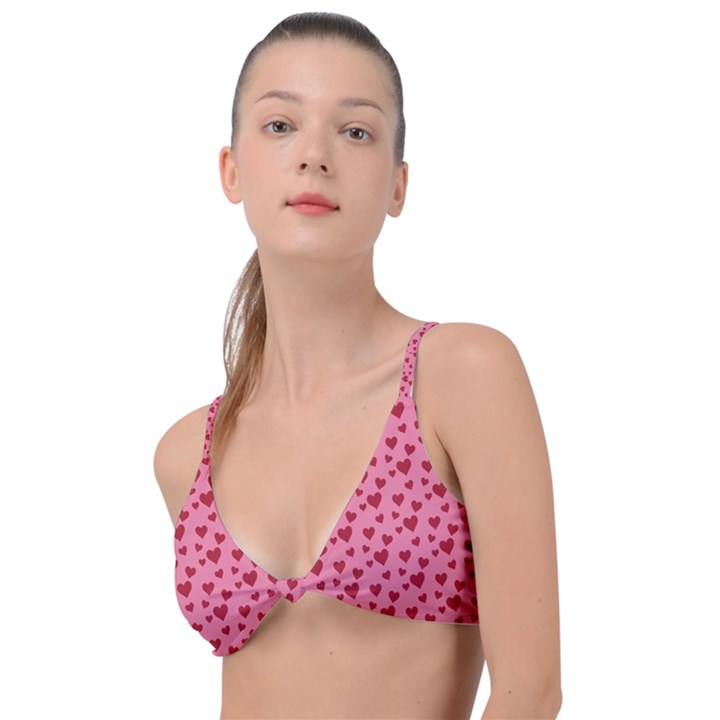 Cute Little Hearts Knot Up Bikini Top