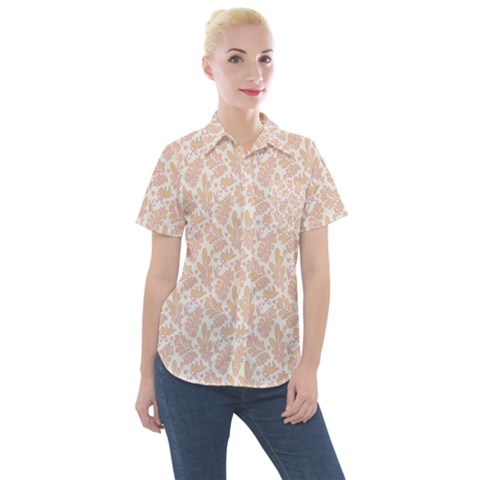 Delicated Leaves Women s Short Sleeve Pocket Shirt by ConteMonfrey