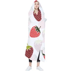 Strawberry Fruit Pattern Background Wearable Blanket by Wegoenart