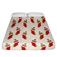 Christmas-background-christmas-stockings Fitted Sheet (queen Size) by nateshop