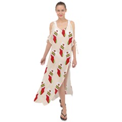 Christmas-background-christmas-stockings Maxi Chiffon Cover Up Dress