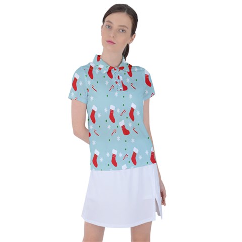 Christmas-pattern -christmas-stockings Women s Polo Tee by nateshop