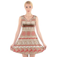 Christmas-pattern-background V-neck Sleeveless Dress by nateshop