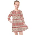 Christmas-pattern-background Kids  Quarter Sleeve Shirt Dress View1
