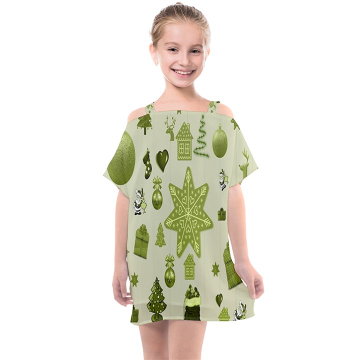 Christmas-stocking-star-bel Kids  One Piece Chiffon Dress