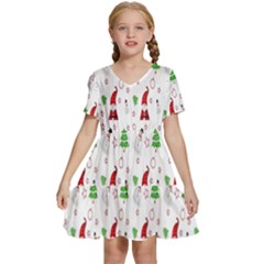 Santa-claus Kids  Short Sleeve Tiered Mini Dress