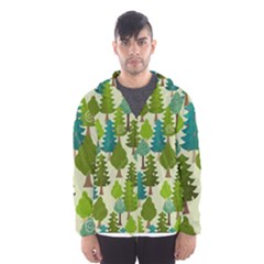 Seamless-forest-pattern-cartoon-tree Men s Hooded Windbreaker by nateshop