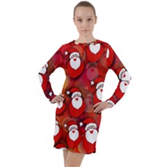 Seamless-santa Claus Long Sleeve Hoodie Dress by nateshop