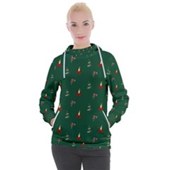 Christmas Background Green Pattern Women s Hooded Pullover by Ravend