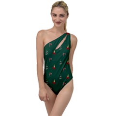 Christmas Background Green Pattern To One Side Swimsuit