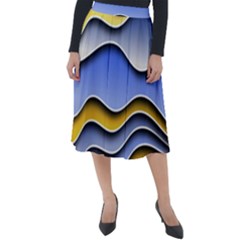 Background Abstract Wave Colorful Classic Velour Midi Skirt 