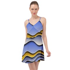 Background Abstract Wave Colorful Summer Time Chiffon Dress