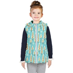 Vector-white-cartoon-trees-pattern Kids  Hooded Puffer Vest by nateshop