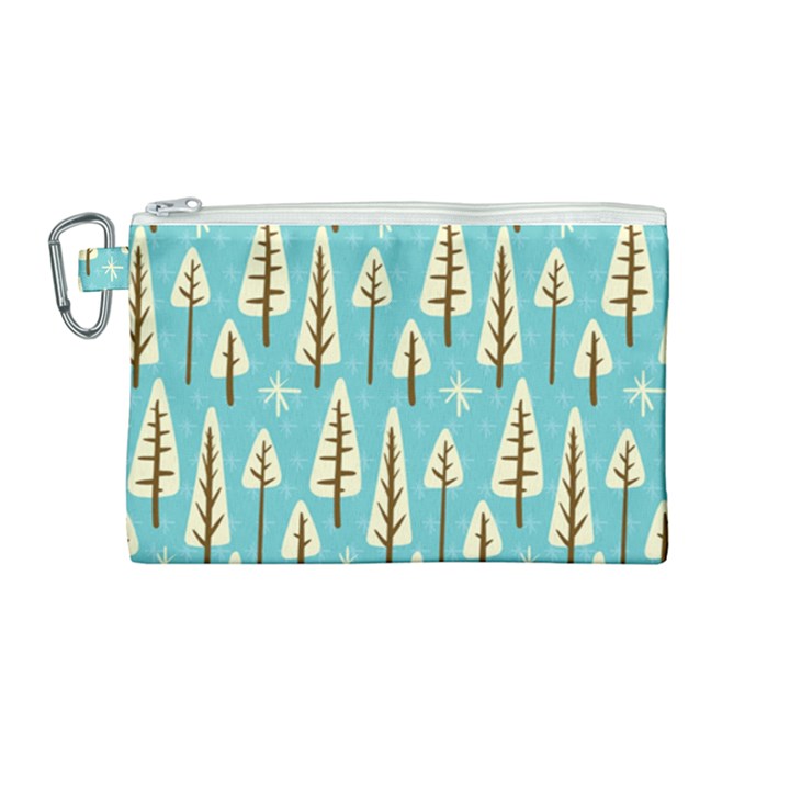 Vector-white-cartoon-trees-pattern Canvas Cosmetic Bag (Medium)