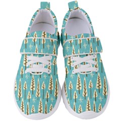 Vector-white-cartoon-trees-pattern Women s Velcro Strap Shoes by nateshop