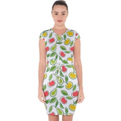 Fruit Fruits Food Illustration Background Pattern Capsleeve Drawstring Dress  by Ravend