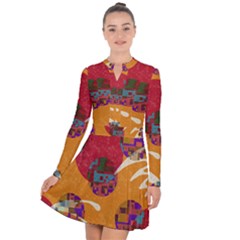 Abstract Backgroundgraphic Wallpaper Long Sleeve Panel Dress