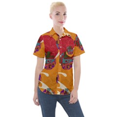 Abstract Backgroundgraphic Wallpaper Women s Short Sleeve Pocket Shirt