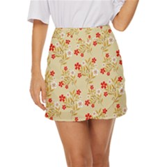 Illustration Pattern Flower Floral Mini Front Wrap Skirt