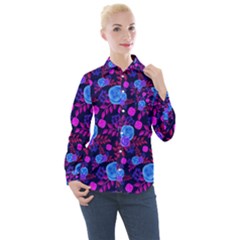 Illustration Background Wallpaper Women s Long Sleeve Pocket Shirt