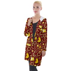 Pattern Paper Fabric Wrapping Hooded Pocket Cardigan