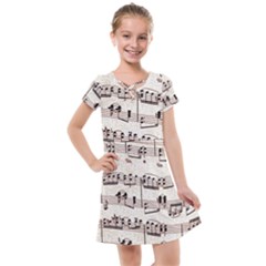 Vintage Beige Music Paper Background Design Kids  Cross Web Dress