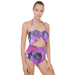 Astronaut Earth Space Planet Fantasy Scallop Top Cut Out Swimsuit by Ravend