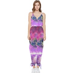 Astronaut Earth Space Planet Fantasy Sleeveless Tie Ankle Chiffon Jumpsuit by Ravend