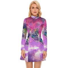 Astronaut Earth Space Planet Fantasy Long Sleeve Velour Longline Dress