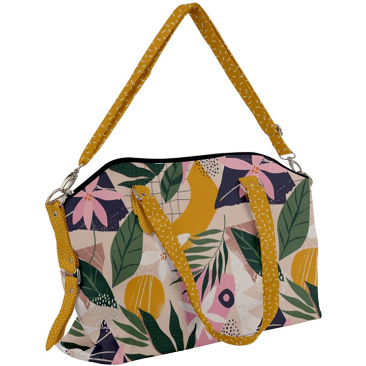 floral plants jungle polka 1 Canvas Crossbody Bag