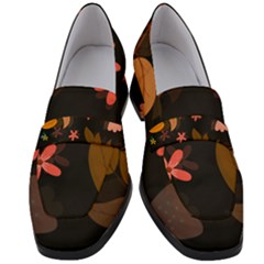 Flower Leaves Background Floral Women s Chunky Heel Loafers by Ravend