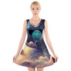 Quantum Physics Dreaming Lucid V-neck Sleeveless Dress