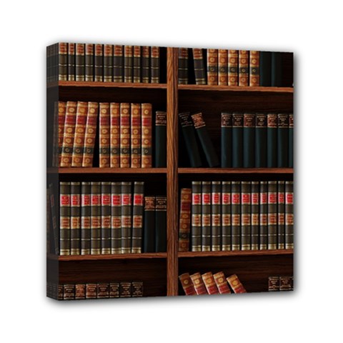 Book Bookshelf Bookcase Library Mini Canvas 6  X 6  (stretched)