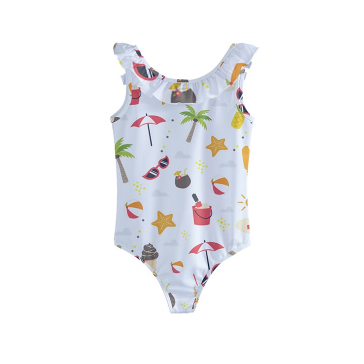 Summer Backgroundnature Beach Kids  Frill Swimsuit