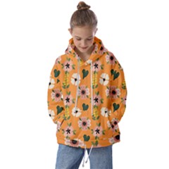 Flower White Pattern Floral Kids  Oversized Hoodie by Ravend