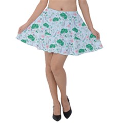 Flower Pattern Wallpaper Seamless Velvet Skater Skirt