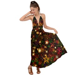 Christmas Xmas Stars Star Advent Background Backless Maxi Beach Dress by Ravend