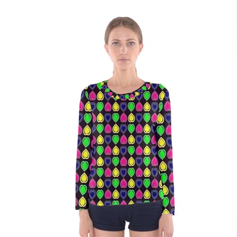 Colorful Mini Hearts Women s Long Sleeve Tee by ConteMonfrey