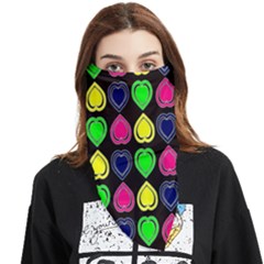 Black Blue Colorful Hearts Face Covering Bandana (triangle) by ConteMonfrey