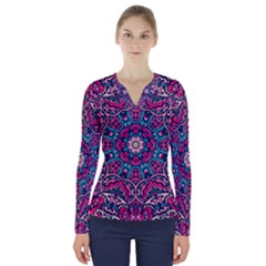 Good Vibes Brain V-neck Long Sleeve Top by ConteMonfrey