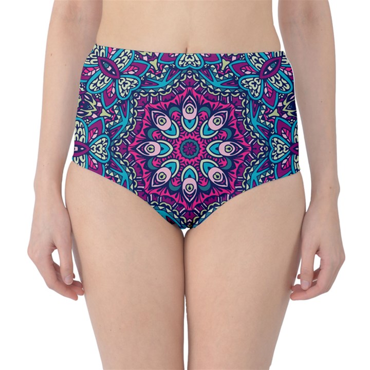 Purple, Blue And Pink Eyes Classic High-Waist Bikini Bottoms