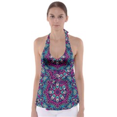 Purple, Blue And Pink Eyes Babydoll Tankini Top by ConteMonfrey