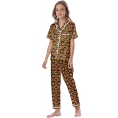 Cat Head Caleidoscope Kids  Satin Short Sleeve Pajamas Set by ConteMonfrey