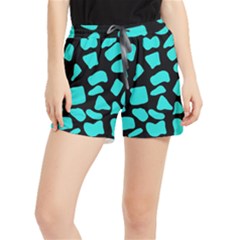 Blue Neon Cow Background   Women s Runner Shorts by ConteMonfrey