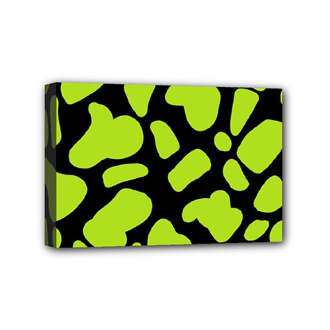 Neon Green Cow Spots Mini Canvas 6  X 4  (stretched) by ConteMonfrey