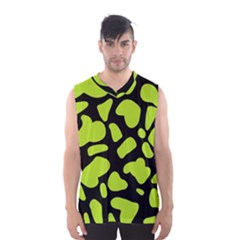 Neon Green Cow Spots Men s Basketball Tank Top by ConteMonfrey
