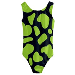 Neon Green Cow Spots Kids  Cut-out Back One Piece Swimsuit by ConteMonfrey