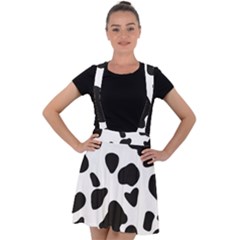 Black And White Spots Velvet Suspender Skater Skirt by ConteMonfrey