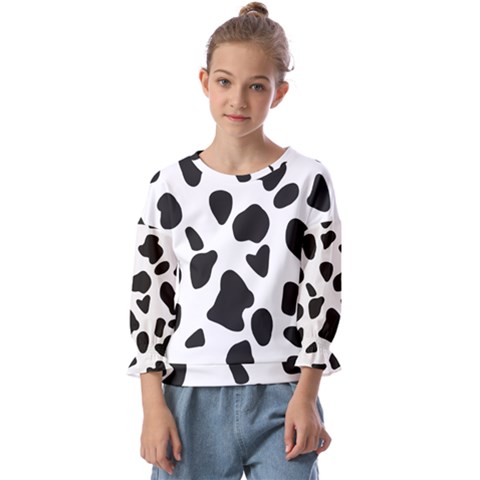 Black And White Spots Kids  Cuff Sleeve Top by ConteMonfrey